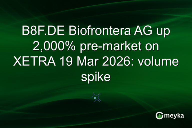 B8F.DE Biofrontera AG up 2,000% pre-market on XETRA 19 Mar 2026: volume spike