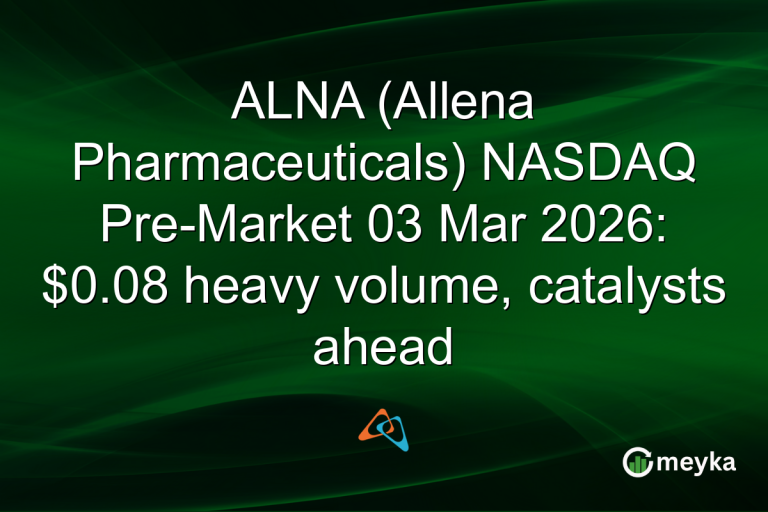 ALNA (Allena Pharmaceuticals) NASDAQ Pre-Market 03 Mar 2026: $0.08 heavy volume, catalysts ahead