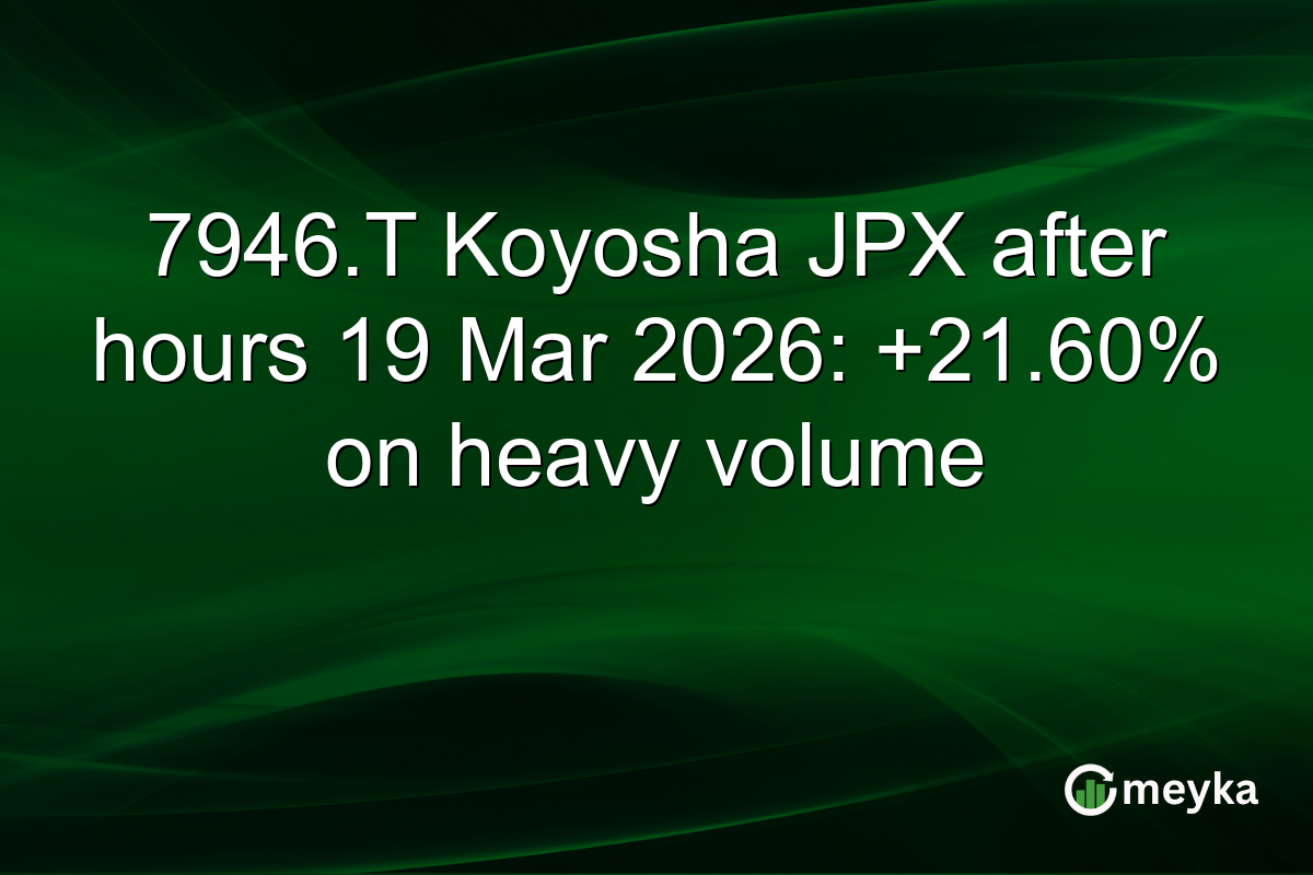 7946.T Koyosha JPX after hours 19 Mar 2026: +21.60% on heavy volume