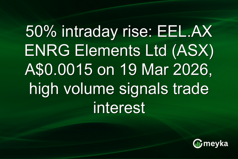 50% intraday rise: EEL.AX ENRG Elements Ltd (ASX) A$0.0015 on 19 Mar 2026, high volume signals trade interest