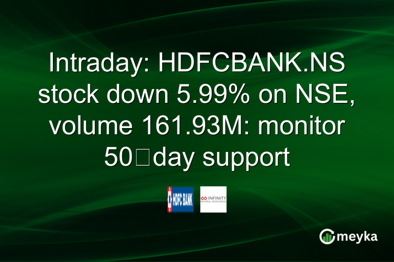 Intraday: HDFCBANK.NS stock down 5.99% on NSE, volume 161.93M: monitor 50‑day support