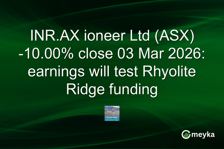 INR.AX ioneer Ltd (ASX) -10.00% close 03 Mar 2026: earnings will test Rhyolite Ridge funding