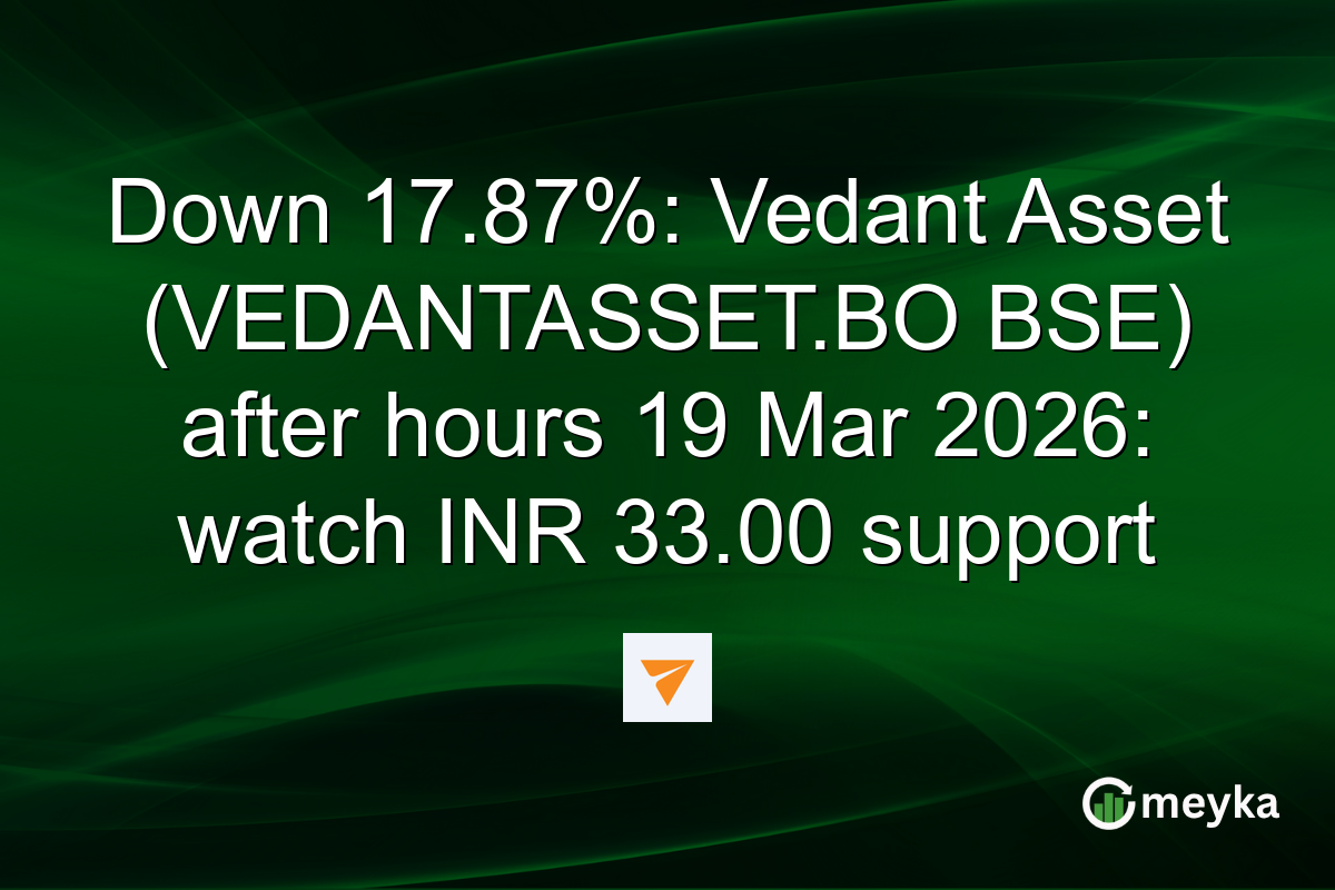 Down 17.87%: Vedant Asset (VEDANTASSET.BO BSE) after hours 19 Mar 2026: watch INR 33.00 support