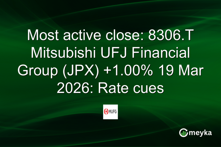 Most active close: 8306.T Mitsubishi UFJ Financial Group (JPX) +1.00% 19 Mar 2026: Rate cues