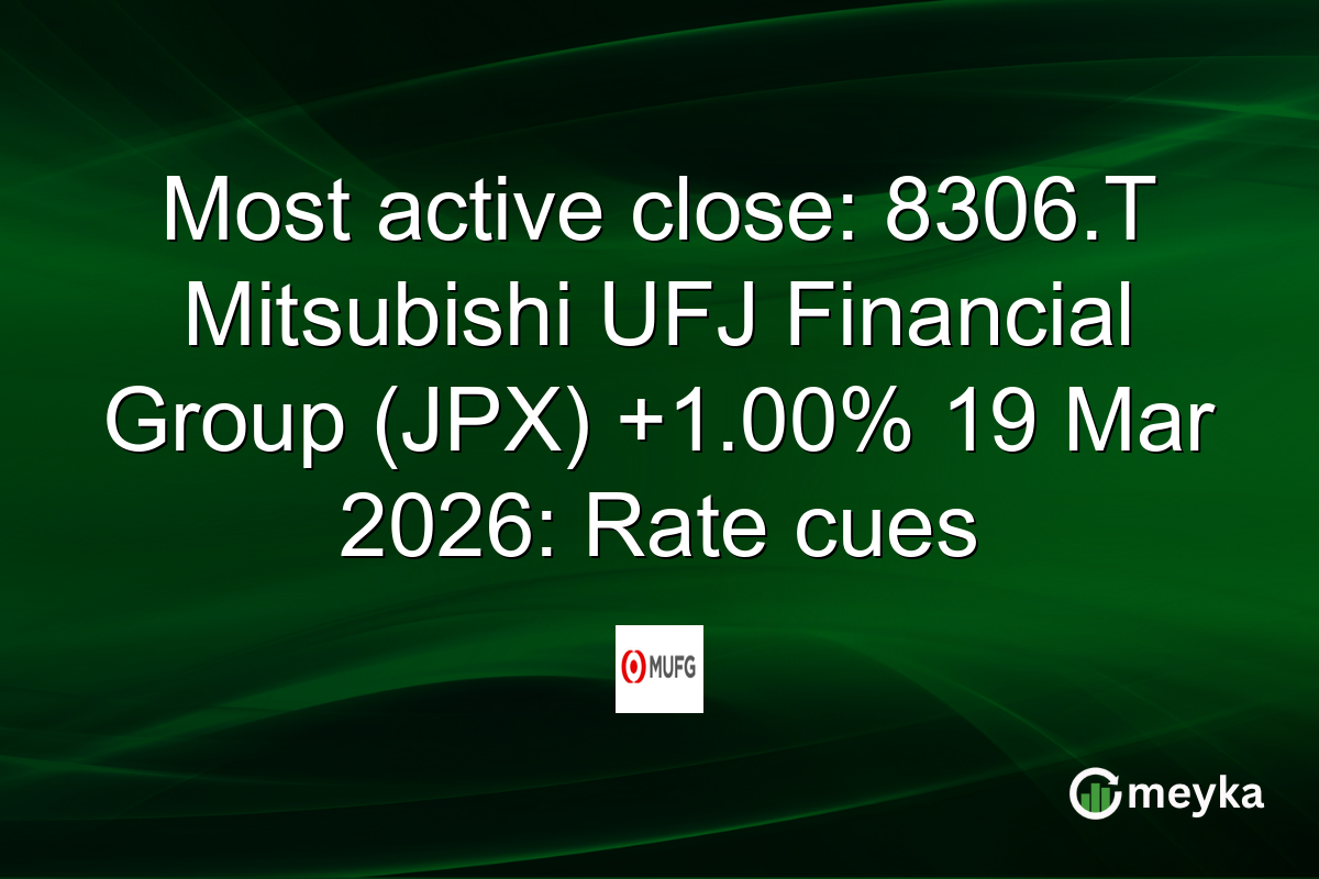 Most active close: 8306.T Mitsubishi UFJ Financial Group (JPX) +1.00% 19 Mar 2026: Rate cues
