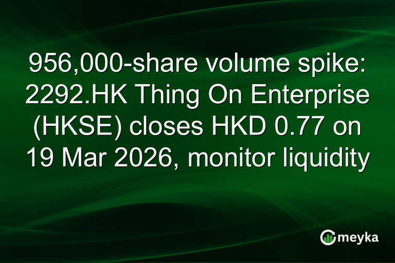 956,000-share volume spike: 2292.HK Thing On Enterprise (HKSE) closes HKD 0.77 on 19 Mar 2026, monitor liquidity
