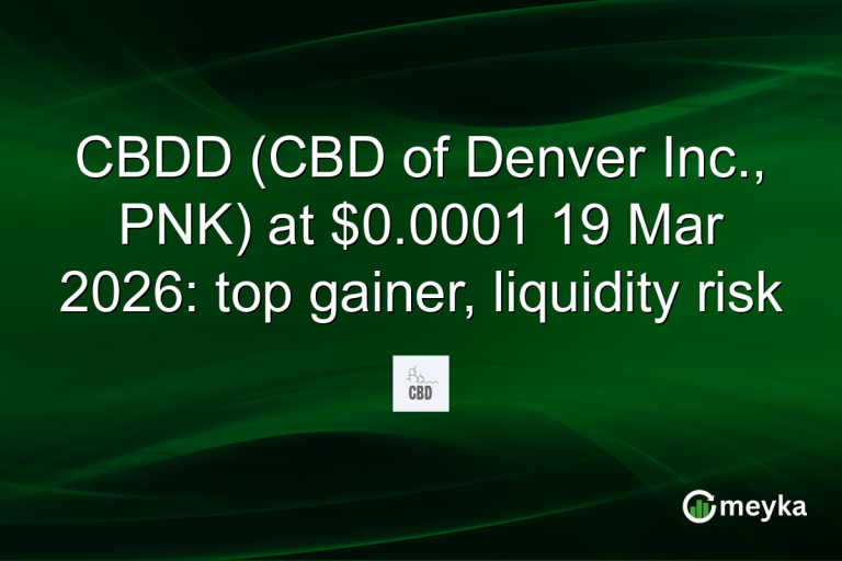 CBDD (CBD of Denver Inc., PNK) at $0.0001 19 Mar 2026: top gainer, liquidity risk