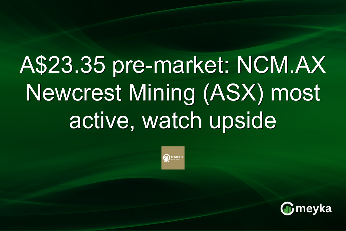 A$23.35 pre-market: NCM.AX Newcrest Mining (ASX) most active, watch upside