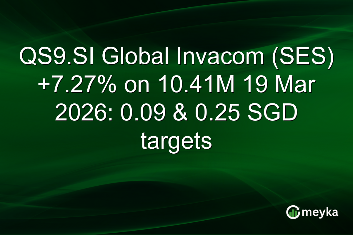 QS9.SI Global Invacom (SES) +7.27% on 10.41M 19 Mar 2026: 0.09 & 0.25 SGD targets