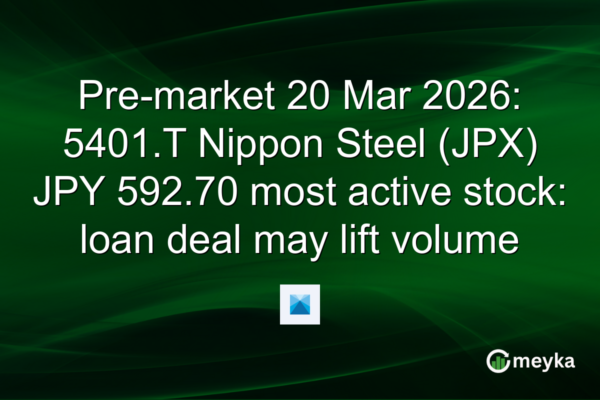 Pre-market 20 Mar 2026: 5401.T Nippon Steel (JPX) JPY 592.70 most active stock: loan deal may lift volume