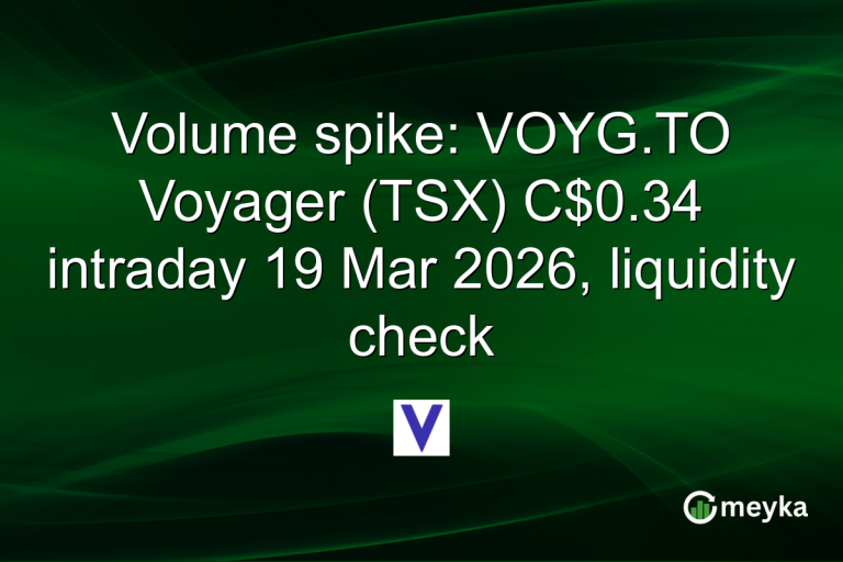 Volume spike: VOYG.TO Voyager (TSX) C$0.34 intraday 19 Mar 2026, liquidity check