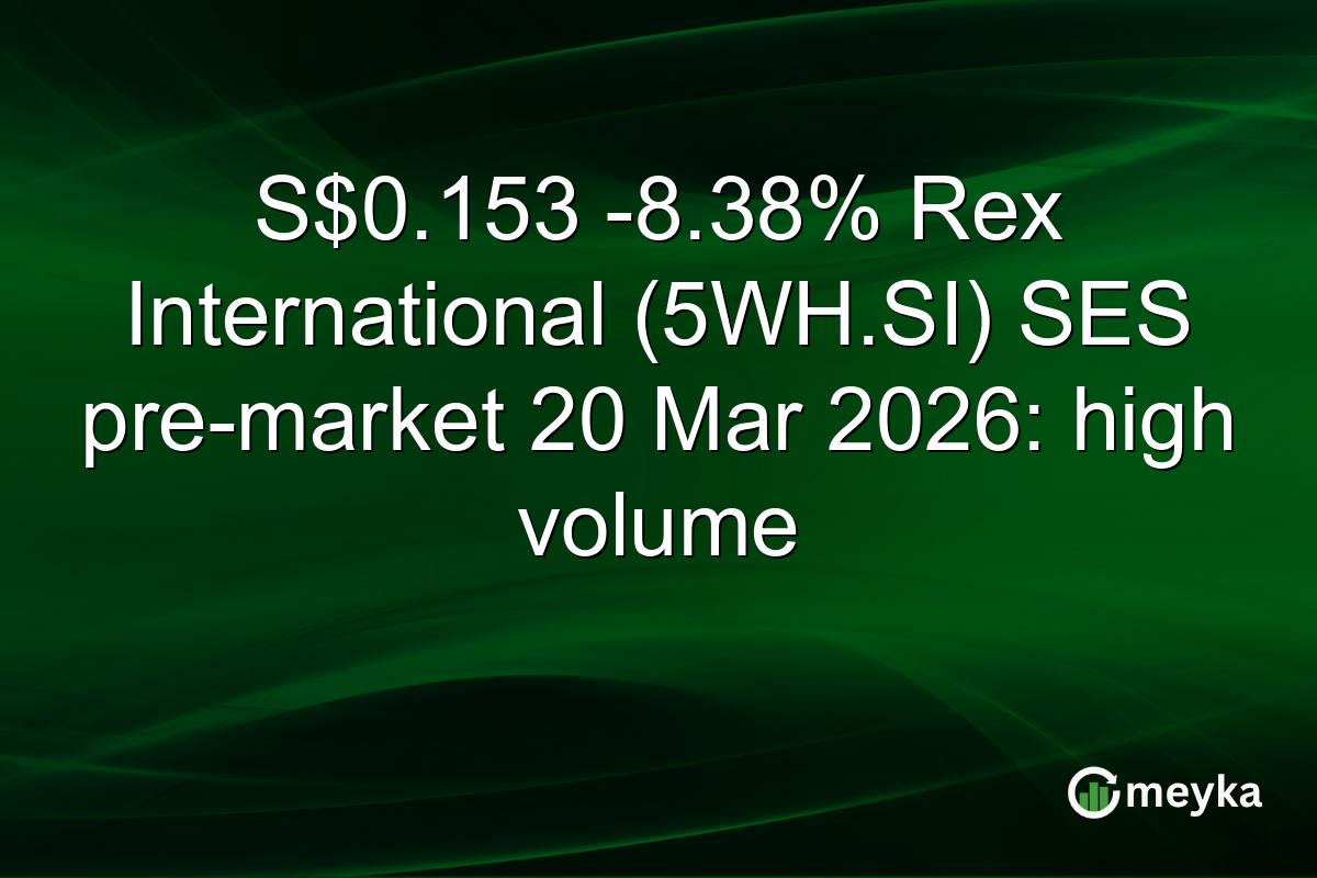 S$0.153 -8.38% Rex International (5WH.SI) SES pre-market 20 Mar 2026: high volume