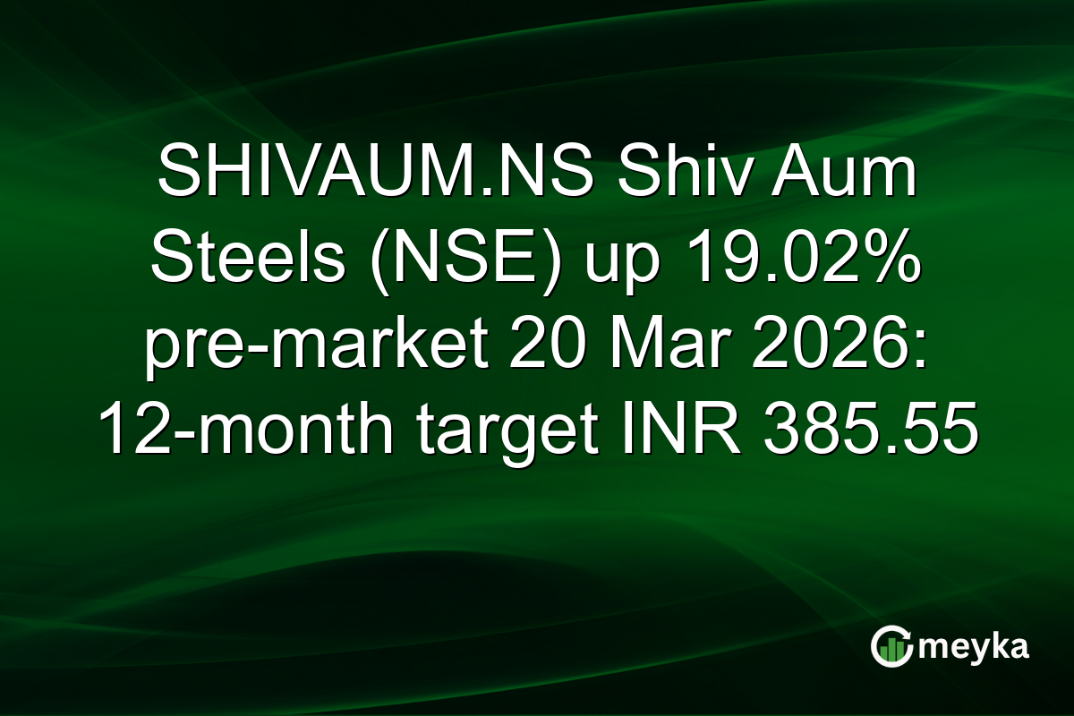 SHIVAUM.NS Shiv Aum Steels (NSE) up 19.02% pre-market 20 Mar 2026: 12-month target INR 385.55
