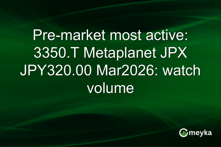 Pre-market most active: 3350.T Metaplanet JPX JPY320.00 Mar2026: watch volume