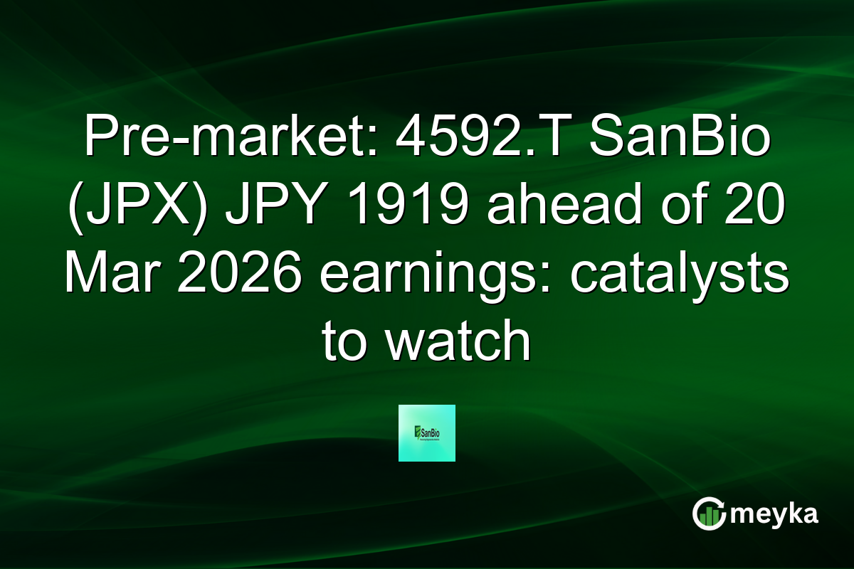 Pre-market: 4592.T SanBio (JPX) JPY 1919 ahead of 20 Mar 2026 earnings: catalysts to watch