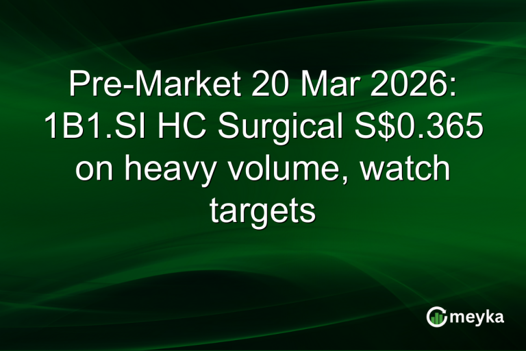 Pre-Market 20 Mar 2026: 1B1.SI HC Surgical S$0.365 on heavy volume, watch targets