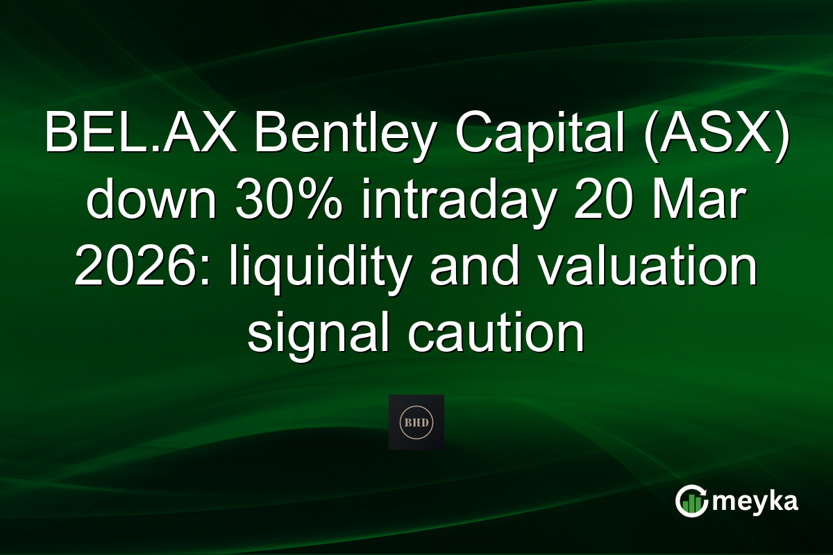BEL.AX Bentley Capital (ASX) down 30% intraday 20 Mar 2026: liquidity and valuation signal caution