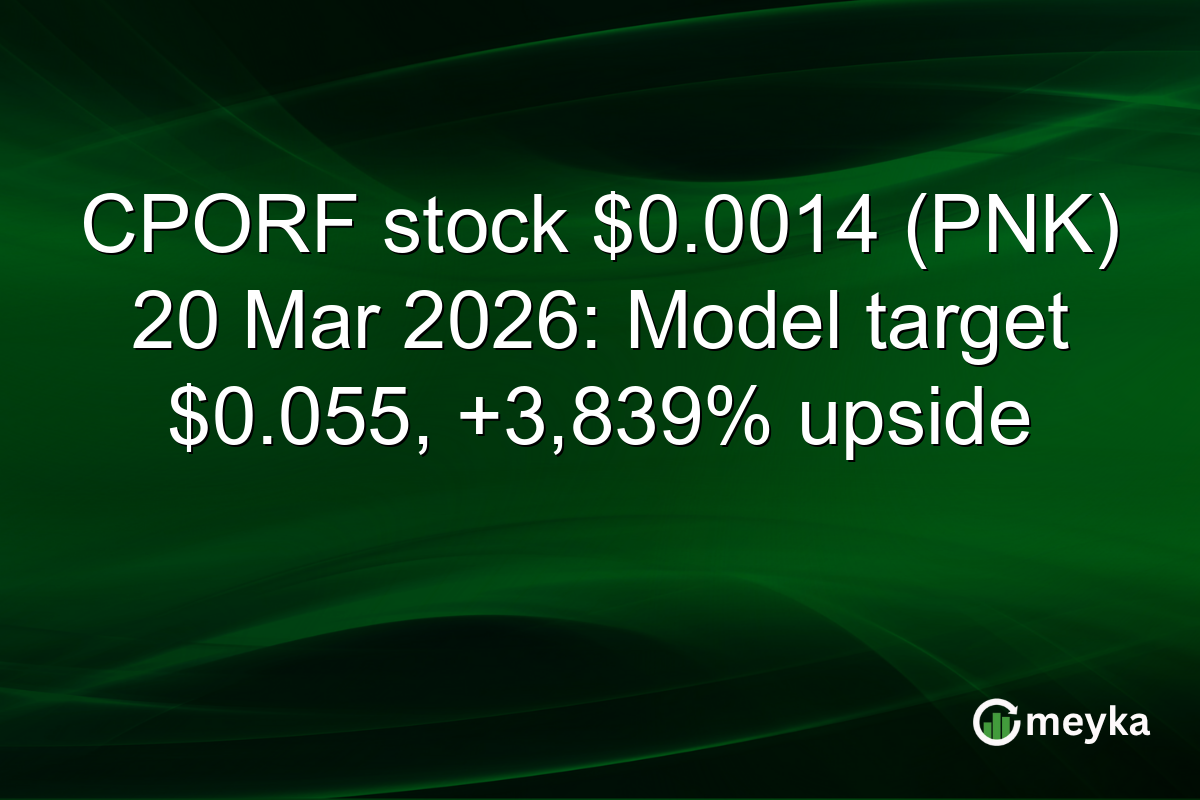 CPORF stock $0.0014 (PNK) 20 Mar 2026: Model target $0.055, +3,839% upside