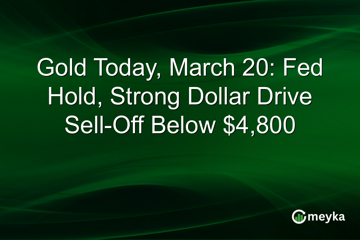 Gold Today, March 20: Fed Hold, Strong Dollar Drive Sell-Off Below $4,800