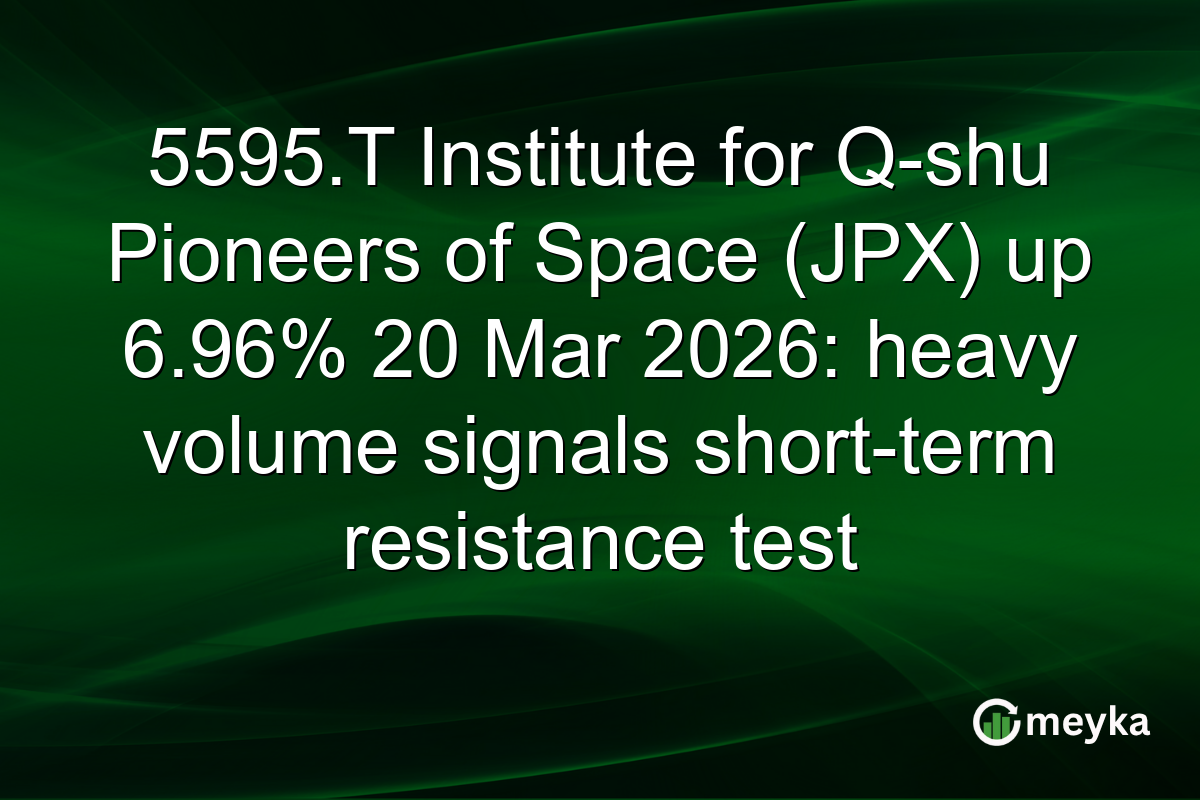 5595.T Institute for Q-shu Pioneers of Space (JPX) up 6.96% 20 Mar 2026: heavy volume signals short-term resistance test