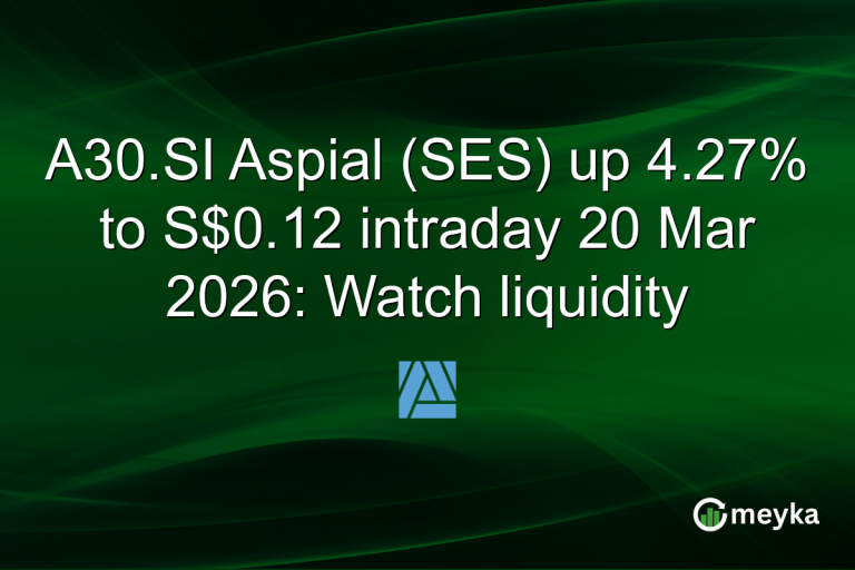 A30.SI Aspial (SES) up 4.27% to S$0.12 intraday 20 Mar 2026: Watch liquidity