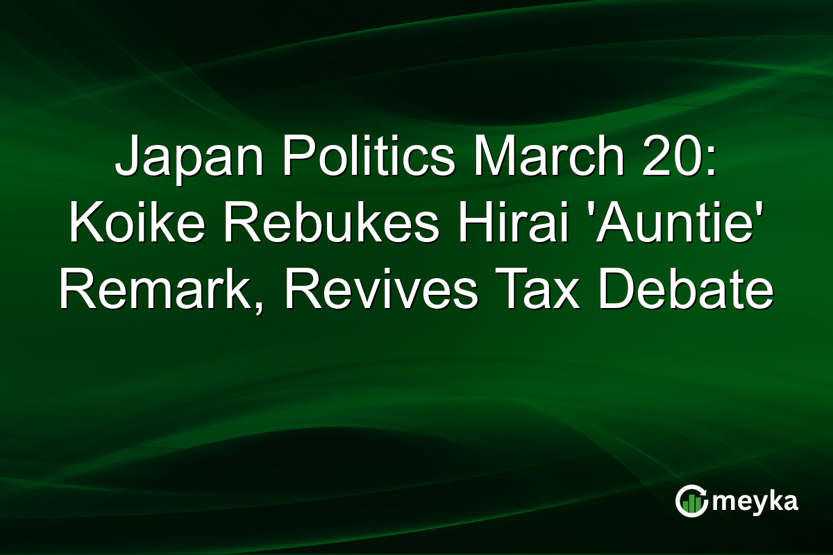 Japan Politics March 20: Koike Rebukes Hirai ‘Auntie’ Remark, Revives Tax Debate