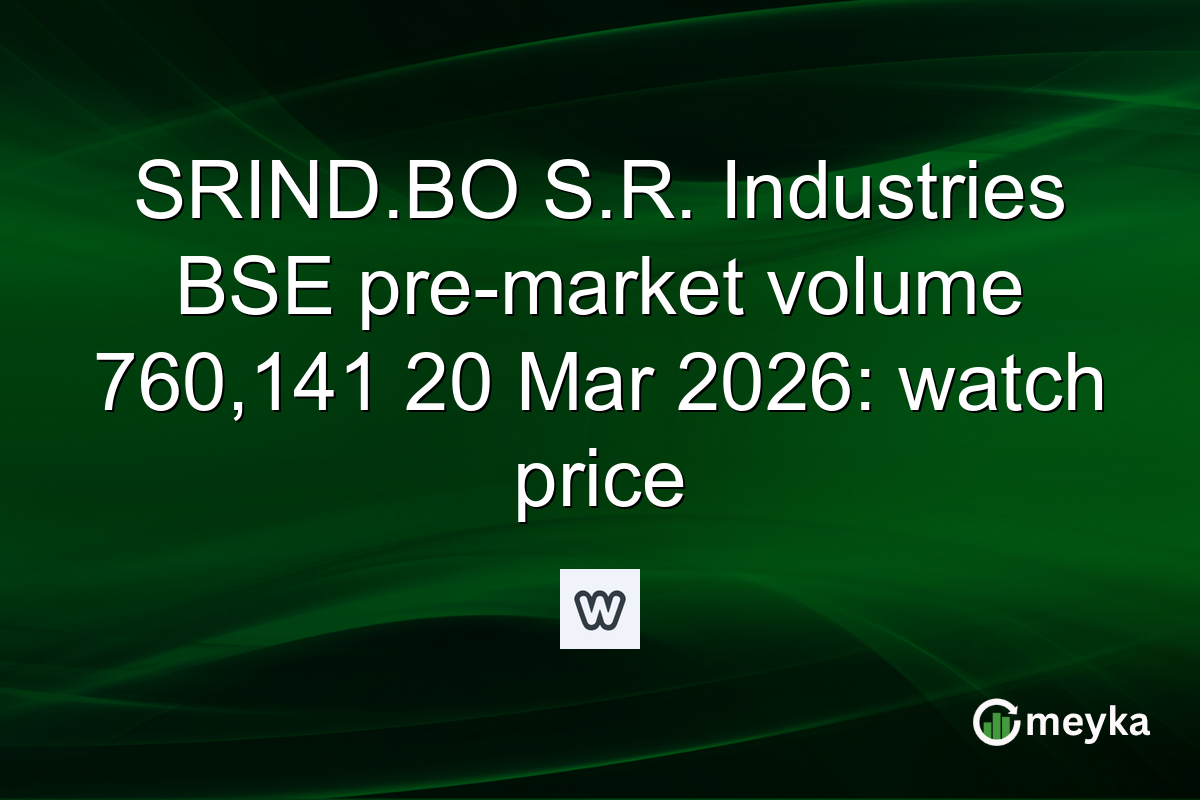 SRIND.BO S.R. Industries BSE pre-market volume 760,141 20 Mar 2026: watch price