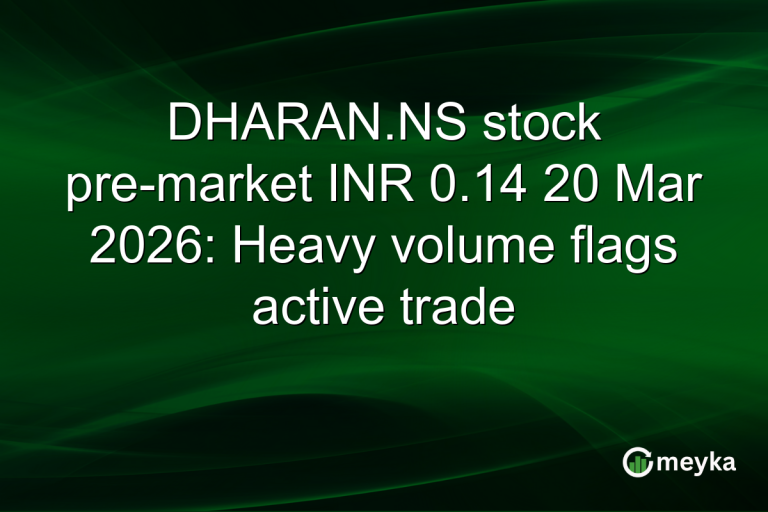 DHARAN.NS stock pre-market INR 0.14 20 Mar 2026: Heavy volume flags active trade