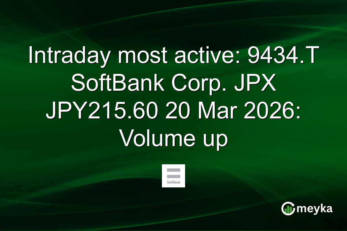 Intraday most active: 9434.T SoftBank Corp. JPX JPY215.60 20 Mar 2026: Volume up