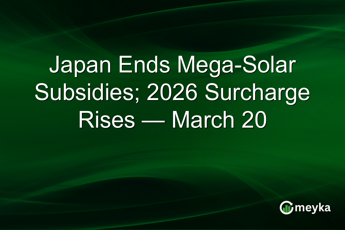 Japan Ends Mega-Solar Subsidies; 2026 Surcharge Rises — March 20