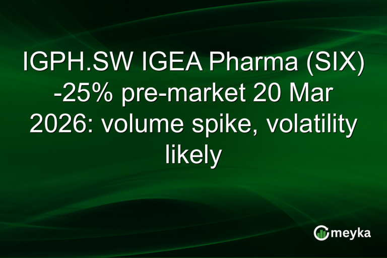 IGPH.SW IGEA Pharma (SIX) -25% pre-market 20 Mar 2026: volume spike, volatility likely