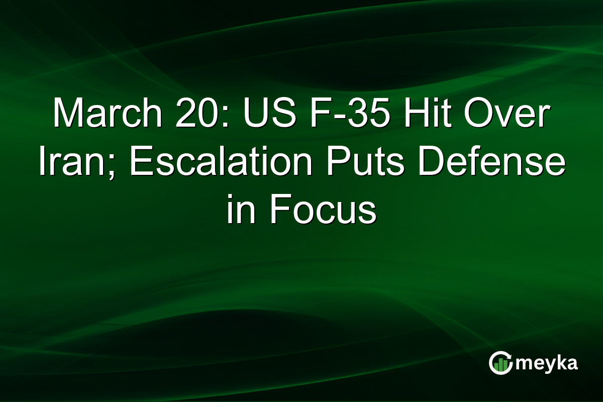 March 20: US F-35 Hit Over Iran; Escalation Puts Defense in Focus