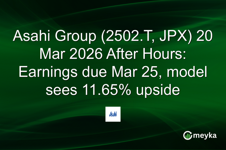 Asahi Group (2502.T, JPX) 20 Mar 2026 After Hours: Earnings due Mar 25, model sees 11.65% upside