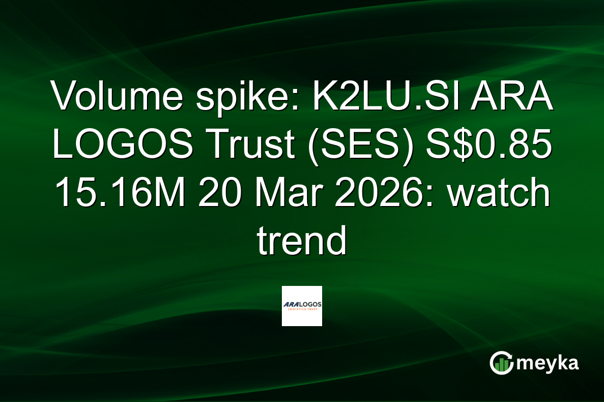 Volume spike: K2LU.SI ARA LOGOS Trust (SES) S$0.85 15.16M 20 Mar 2026: watch trend