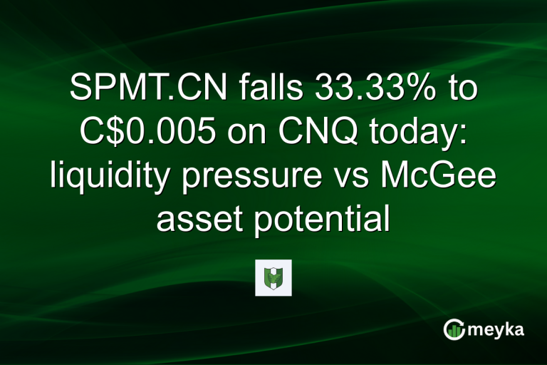 SPMT.CN falls 33.33% to C$0.005 on CNQ today: liquidity pressure vs McGee asset potential