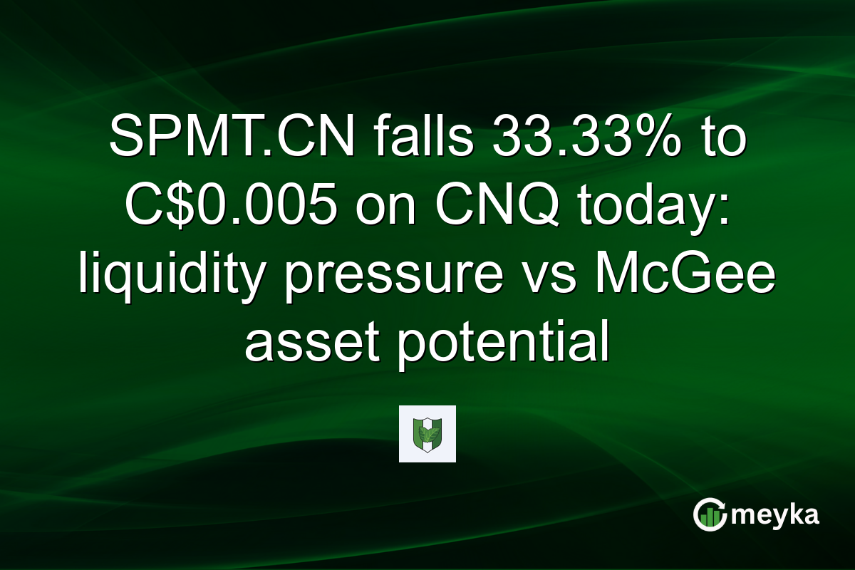 SPMT.CN falls 33.33% to C$0.005 on CNQ today: liquidity pressure vs McGee asset potential