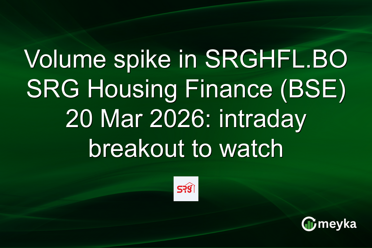 Volume spike in SRGHFL.BO SRG Housing Finance (BSE) 20 Mar 2026: intraday breakout to watch