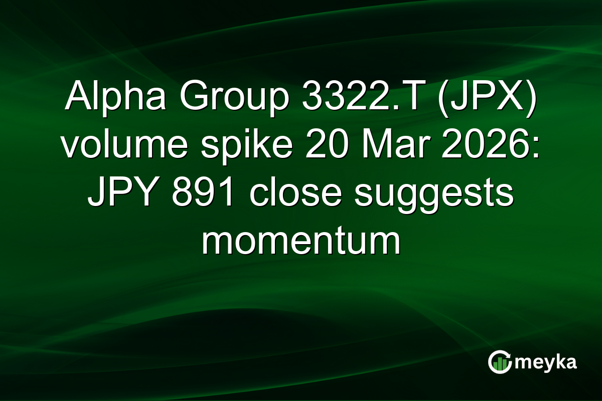 Alpha Group 3322.T (JPX) volume spike 20 Mar 2026: JPY 891 close suggests momentum