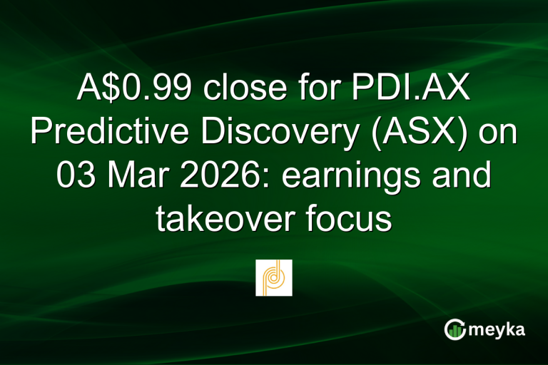 A$0.99 close for PDI.AX Predictive Discovery (ASX) on 03 Mar 2026: earnings and takeover focus