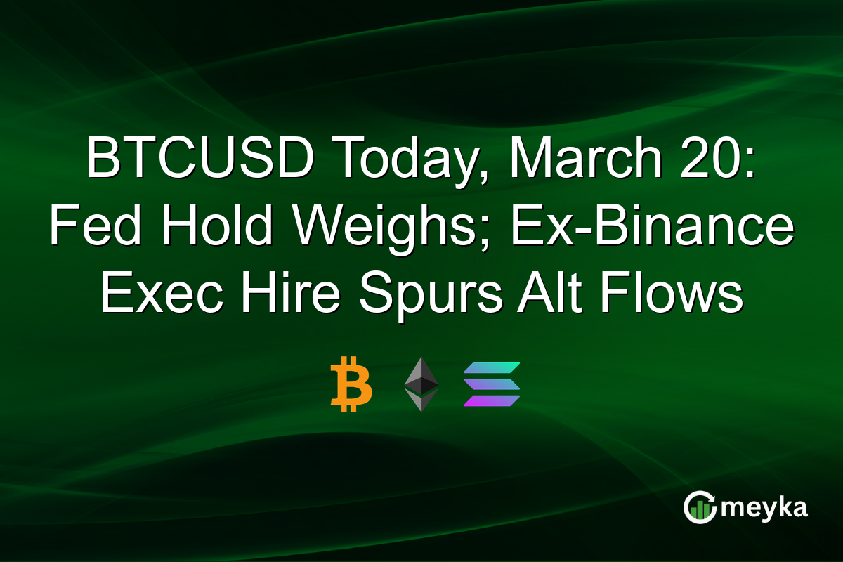 BTCUSD Today, March 20: Fed Hold Weighs; Ex-Binance Exec Hire Spurs Alt Flows