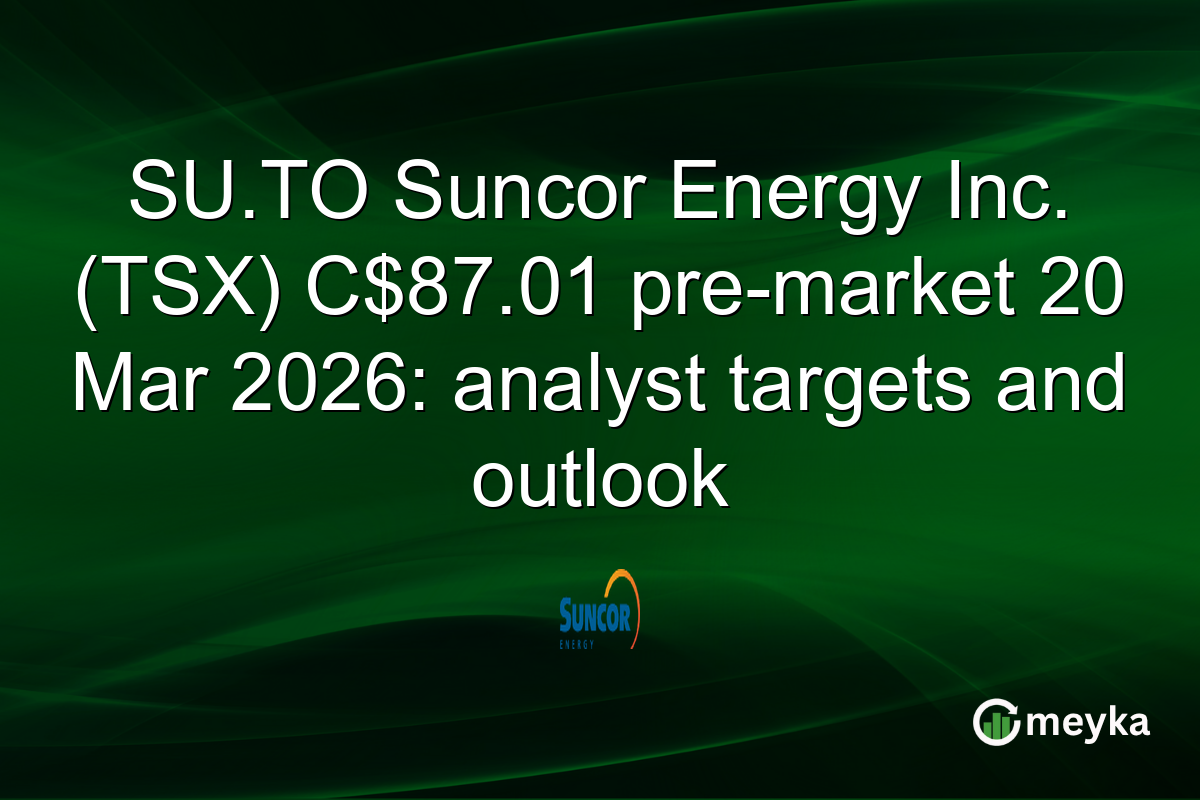 SU.TO Suncor Energy Inc. (TSX) C$87.01 pre-market 20 Mar 2026: analyst targets and outlook