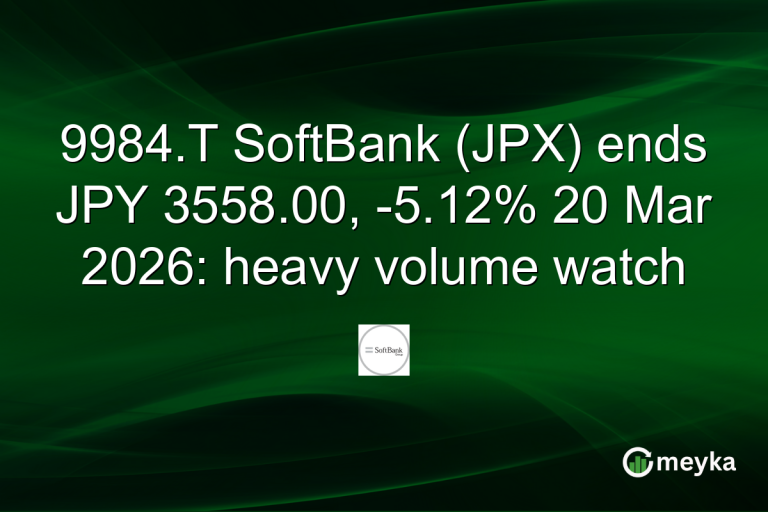 9984.T SoftBank (JPX) ends JPY 3558.00, -5.12% 20 Mar 2026: heavy volume watch