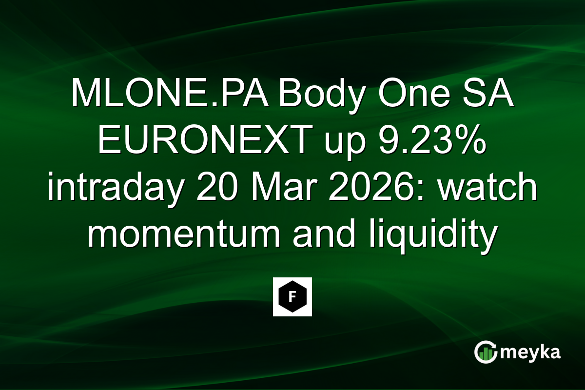 MLONE.PA Body One SA EURONEXT up 9.23% intraday 20 Mar 2026: watch momentum and liquidity