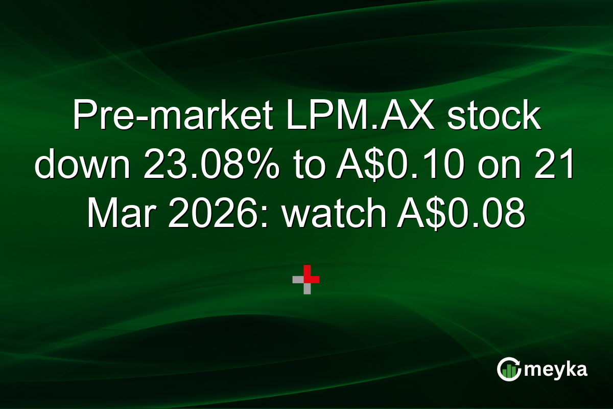 Pre-market LPM.AX stock down 23.08% to A$0.10 on 21 Mar 2026: watch A$0.08