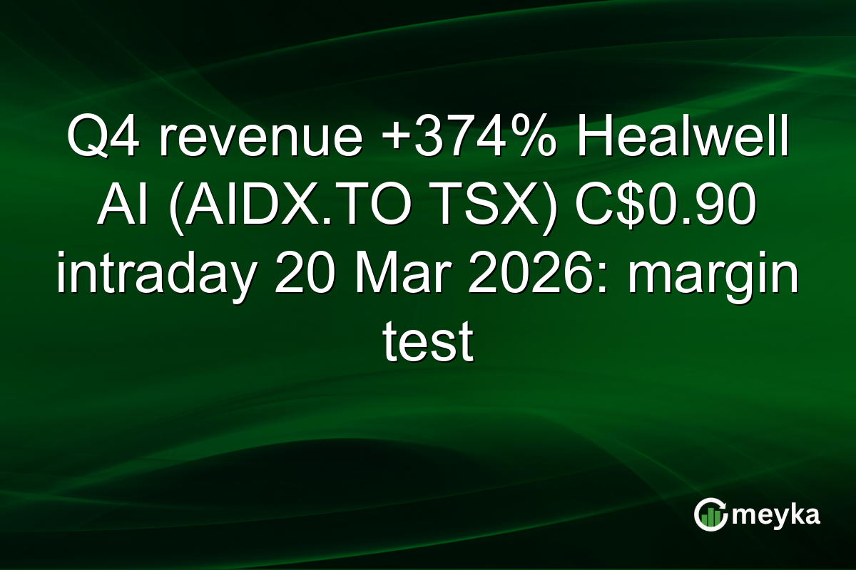 Q4 revenue +374% Healwell AI (AIDX.TO TSX) C$0.90 intraday 20 Mar 2026: margin test