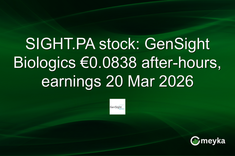SIGHT.PA stock: GenSight Biologics €0.0838 after-hours, earnings 20 Mar 2026