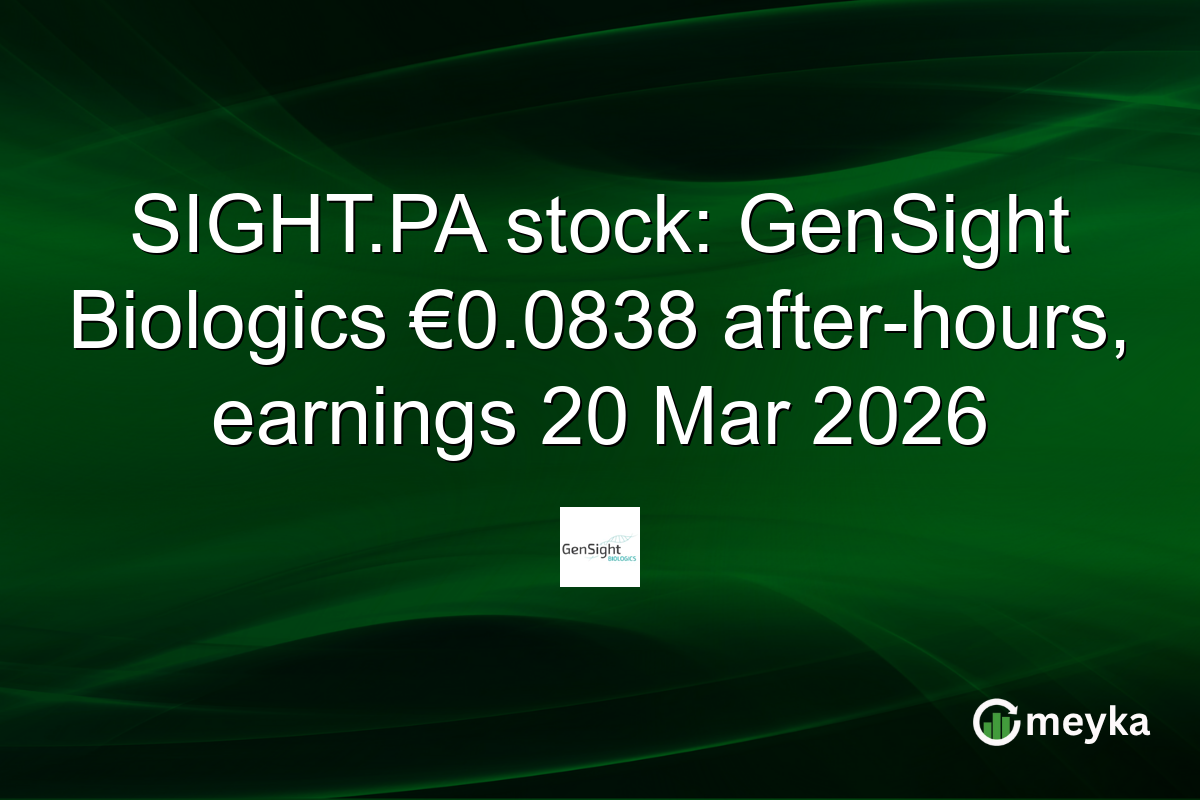 SIGHT.PA stock: GenSight Biologics €0.0838 after-hours, earnings 20 Mar 2026