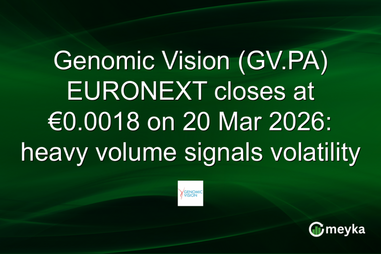 Genomic Vision (GV.PA) EURONEXT closes at €0.0018 on 20 Mar 2026: heavy volume signals volatility