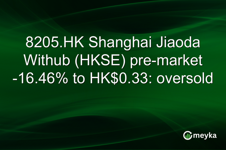 8205.HK Shanghai Jiaoda Withub (HKSE) pre-market -16.46% to HK$0.33: oversold