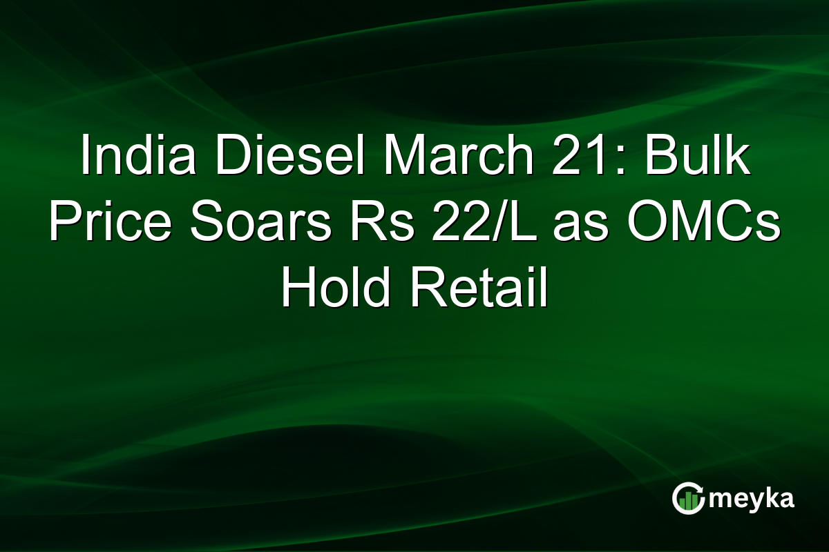 India Diesel March 21: Bulk Price Soars Rs 22/L as OMCs Hold Retail